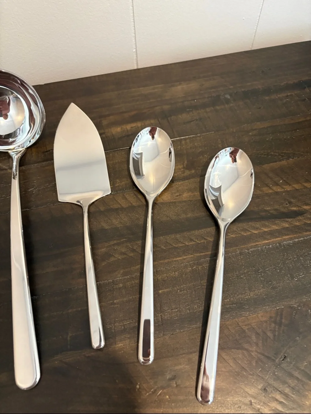 QUINCE NIB Gia Minimalist 6 Piece Serving Utensil Set Polished Stainless Steel